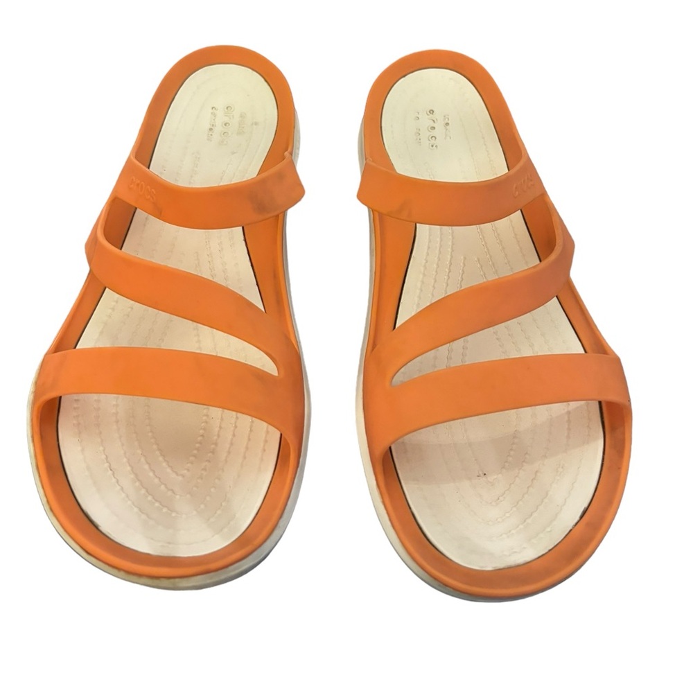 Crocs‎ Women’s Orange/Coral and White Sandals. Size 11